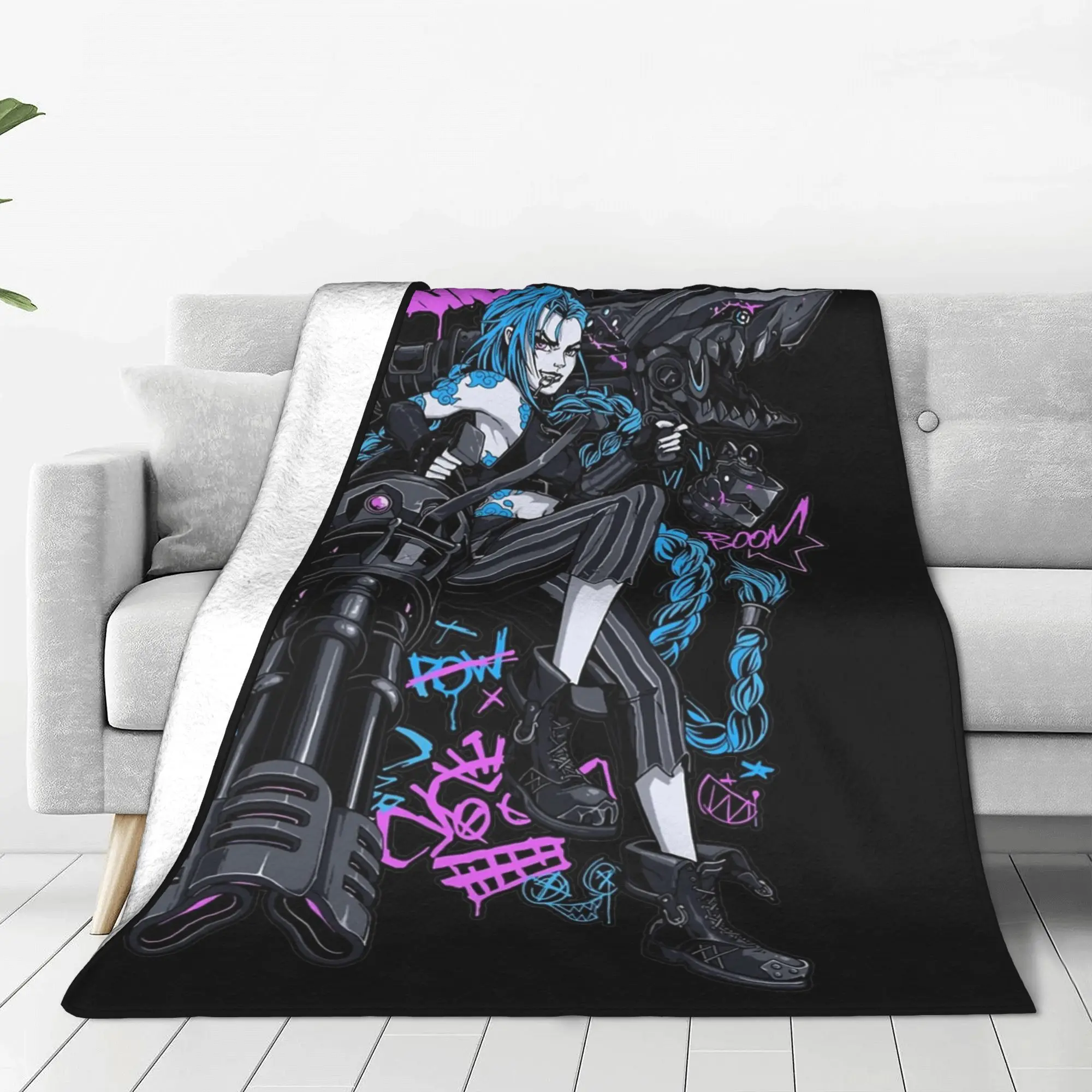 Jinx Arcane You Got Jinxed Blanket Flannel Decoration L-Leagues of Legend Game Ultra-Soft Throw Blanket for Bed Travel Quilt