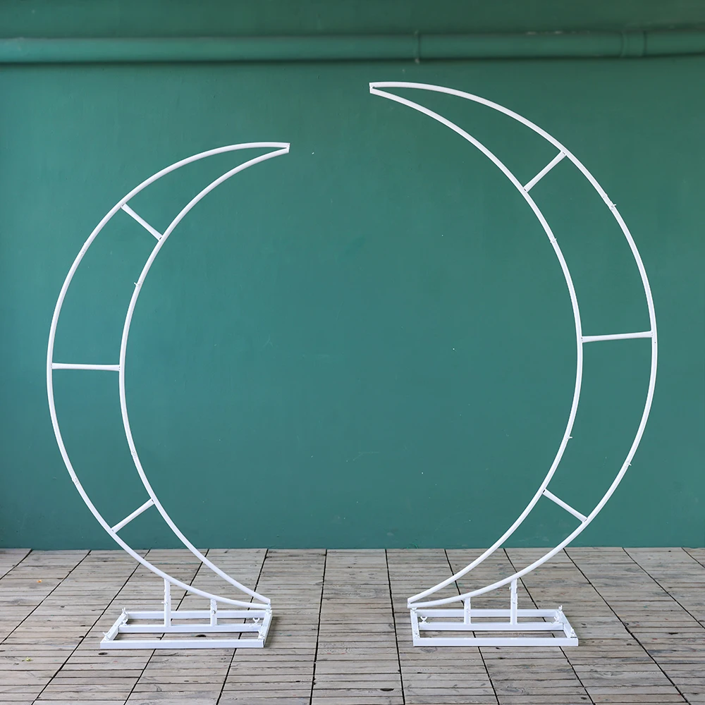 

6,5/5,9 футов в форме полумесяца, металлическая подставка, свадебный фон, декоративная рамка, белый, черный, золотой, флис, искусственные декор, реквизит J011