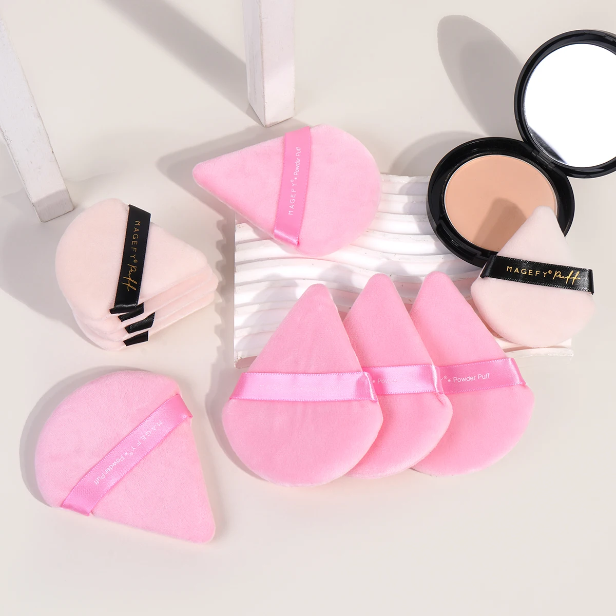 MAGEFY-esponja triangular para maquillaje, 10 piezas, para crema, base, cosmética, licuadora, herramientas de belleza