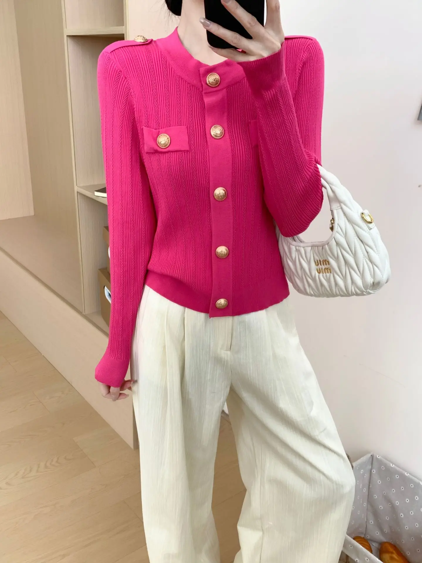 ZJYT Autumn Winter Women\'s Long Sleeve Sweaters Knitted Cardigan Tops Single Breasted Buttons Knitwears Female Jersey Mujer 2024