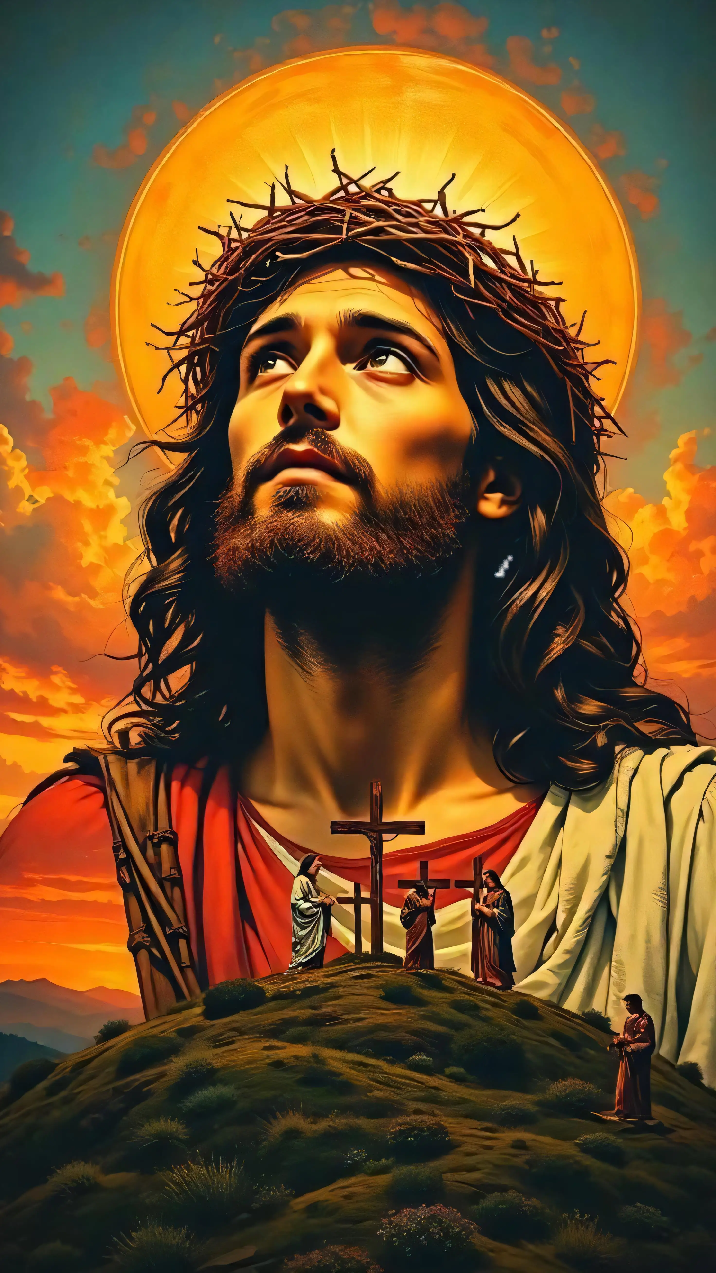 Jesus Christ Crown of Thorns Religious Metal Tin Sign Aluminum Wall Art Decor Vintage Poster