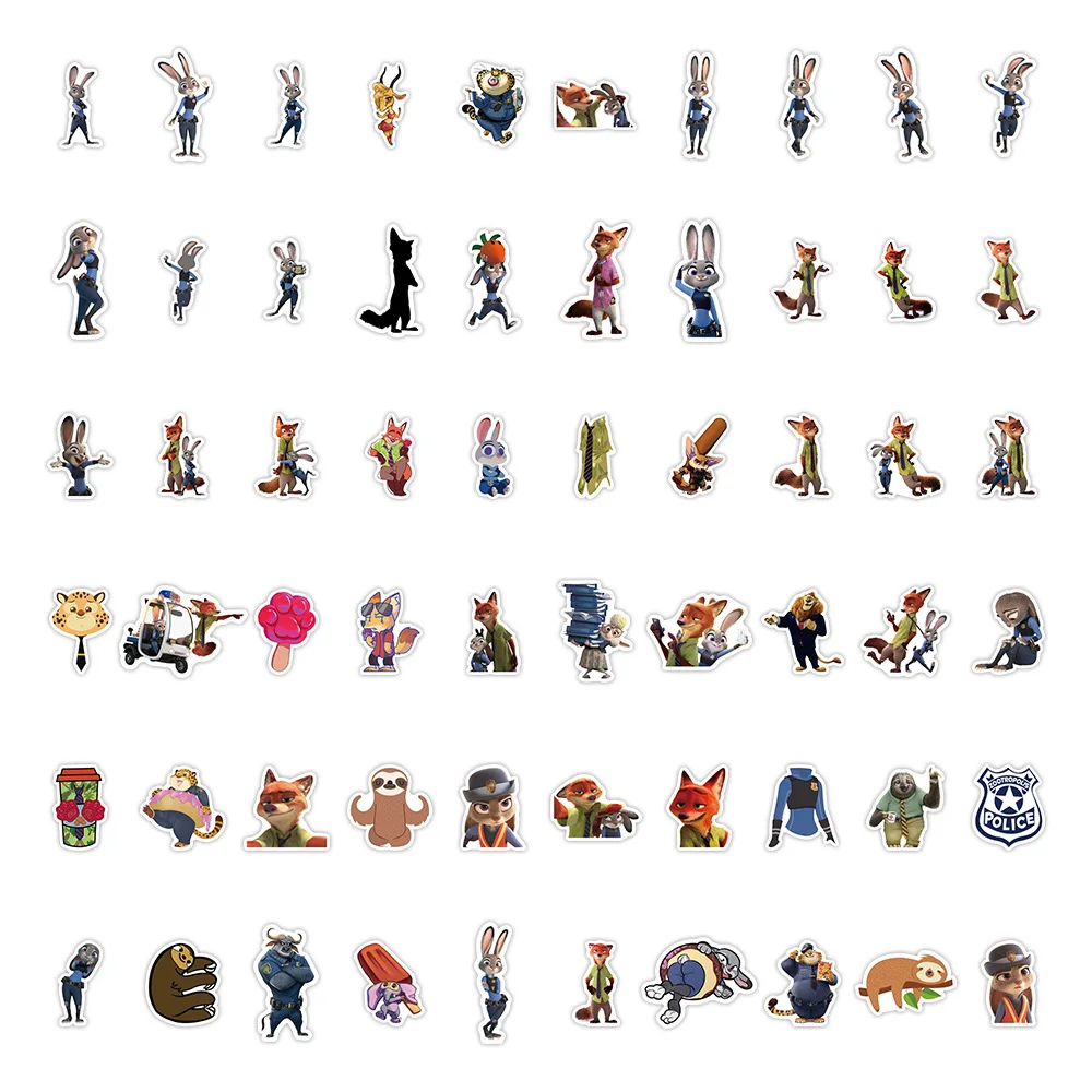 10/30/60 قطعة ديزني الرسوم المتحركة فيلم Zootopia ملصقات شخصية الكرتون مضحك جودي هوبس نيك وايلد الكتابة على الجدران ملصق مائي لعبة أطفال #5