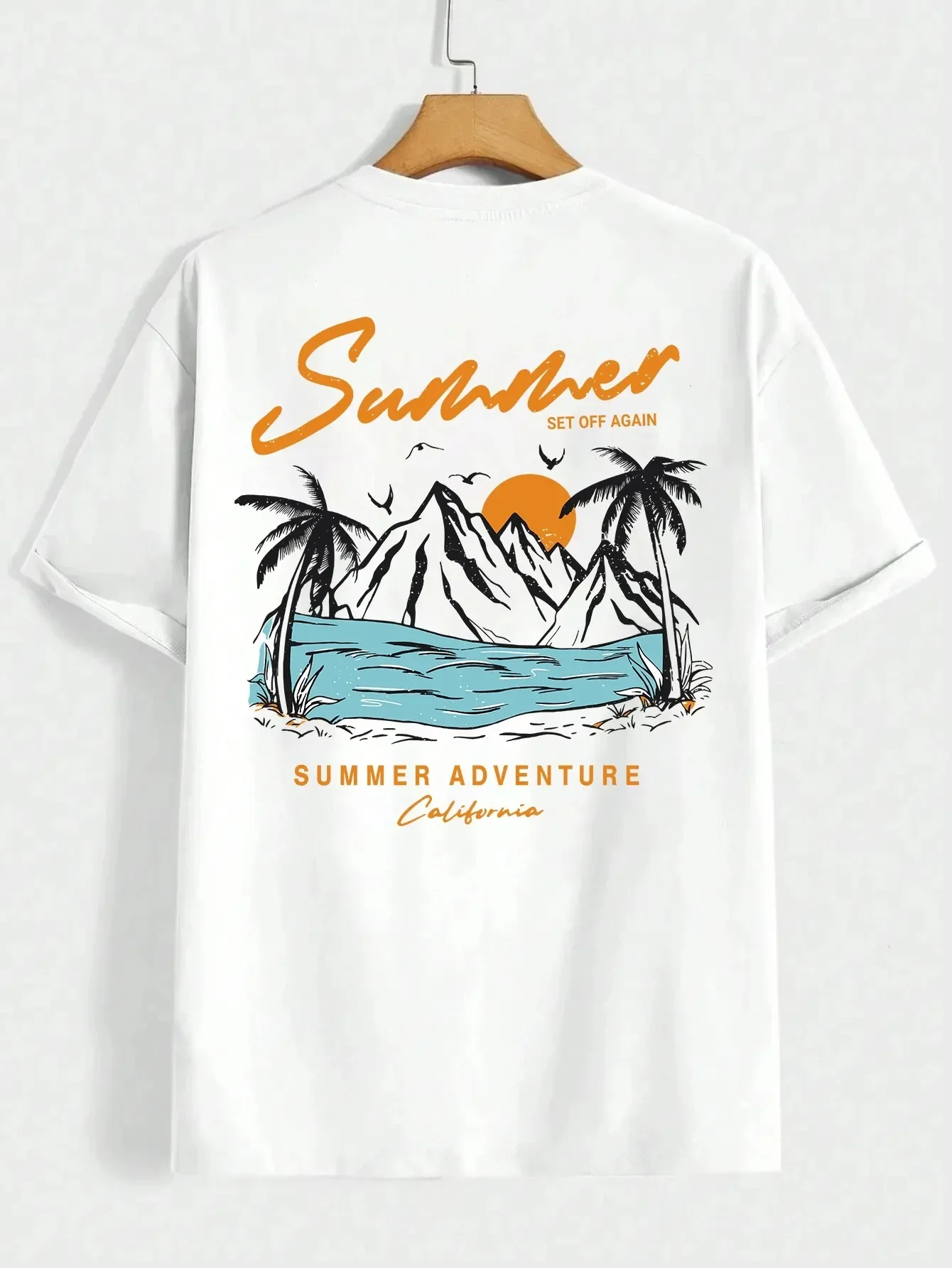 Summer Set Off Again Adventure California Mens T-Shirt Casual Loose Tee Clothing Fashion Sweat Clothes Oversized Summer Tops