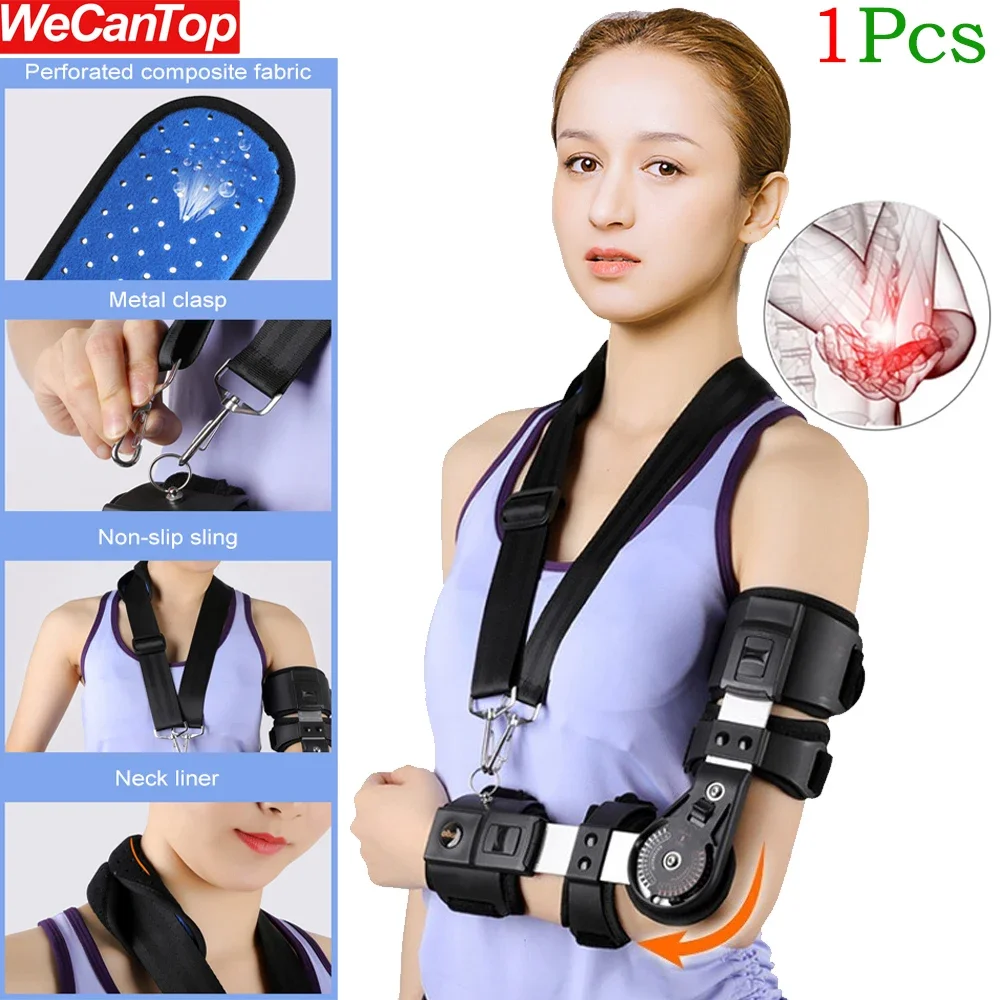 

1Pcs Left Right Hinged ROM Elbow Brace with Straps,Adjustable Post OP Elbow Brace Stabilizer Splint Arms Injury Recovery Support