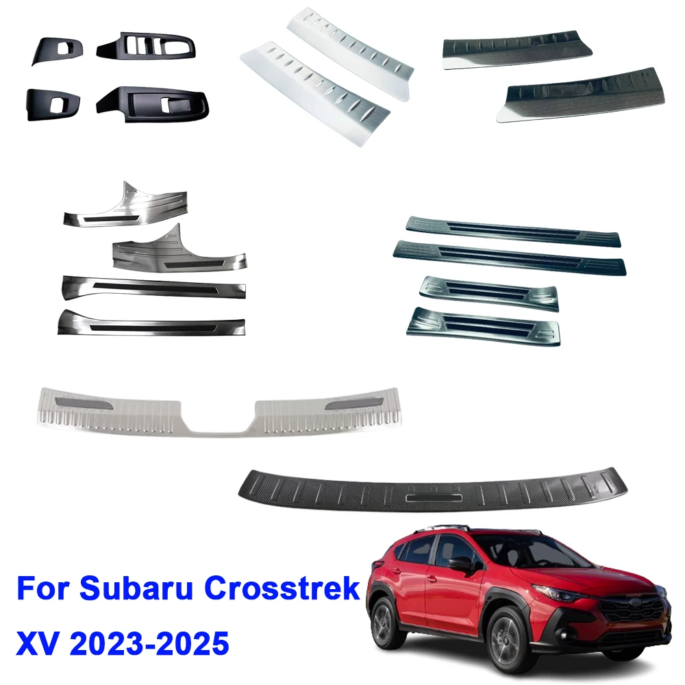 For Subaru Crosstrek XV 2023 2024 2025 Steel Window Glass Lift Button Trunk Panel Threshold Pedal Rear Bumper Trim Frame