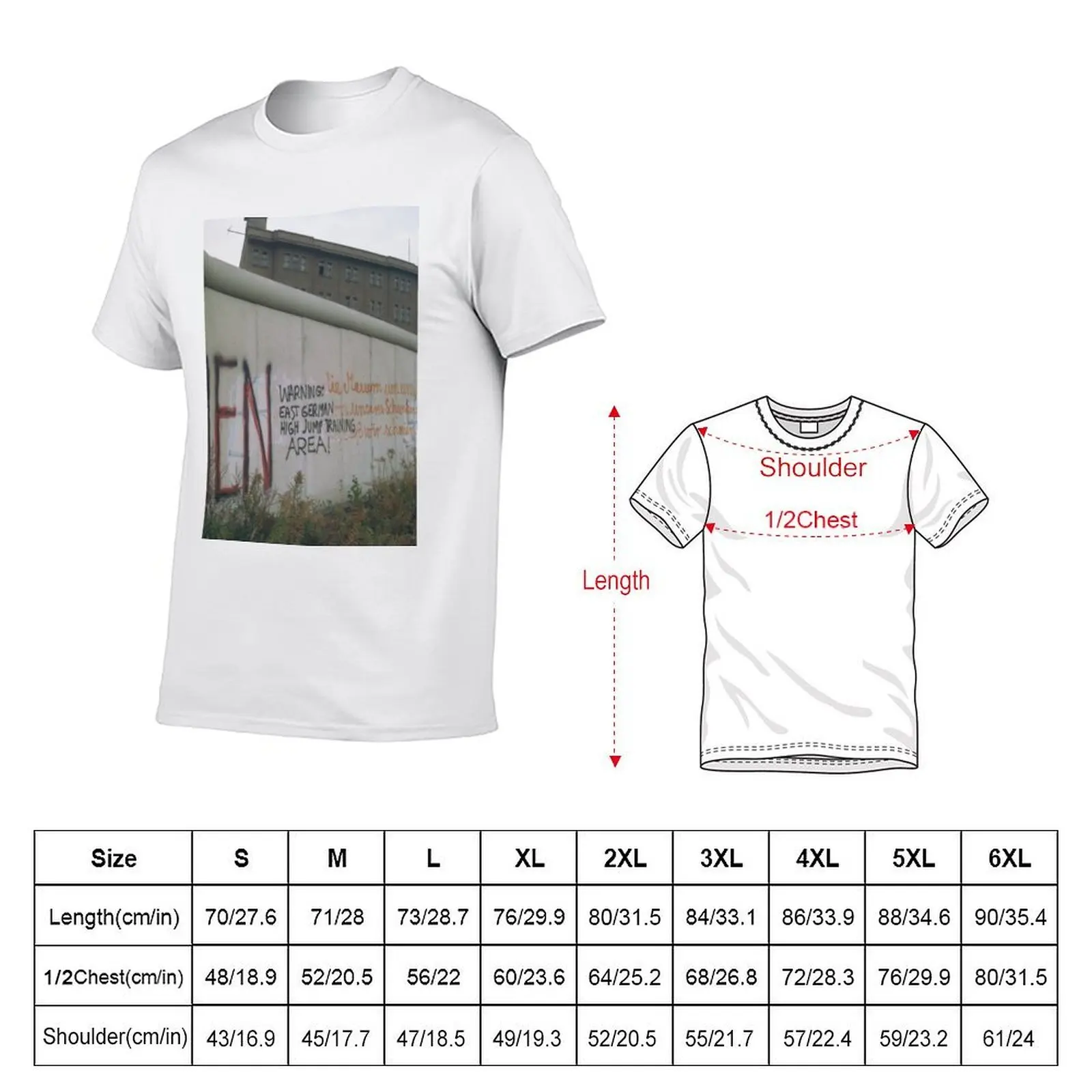 Amusing/funny Berlin Wall graffiti - East German High Jump training area T-Shirt