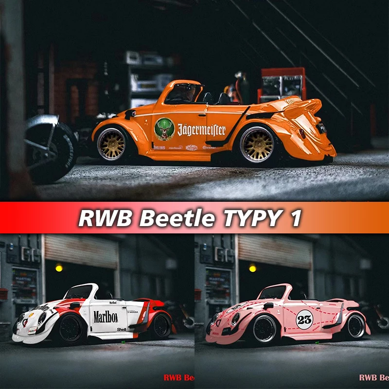 

PreSale HKM 1:64 RWB Pinkpig Shell Diecast Diorama Car Model Collection Miniature Carros Toys