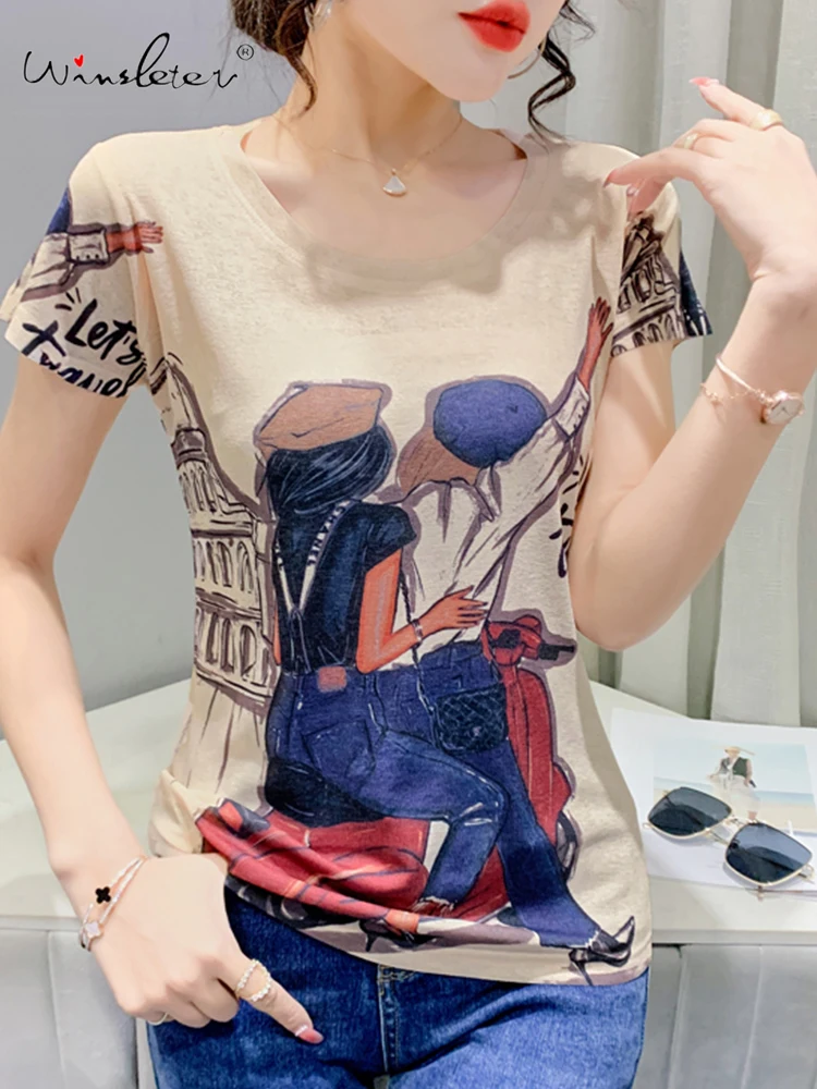 Summer 2022 New Cotton T-shirt Women Print 