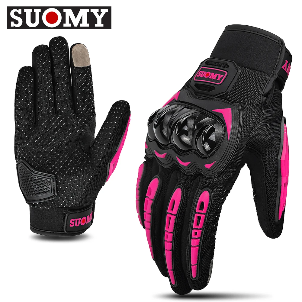 Suomy Lady Pink Motorcycle Gloves Summer Women Breathable Motocross Racing Gloves Motorbike Bicycle Cycling Moto Gloves Female