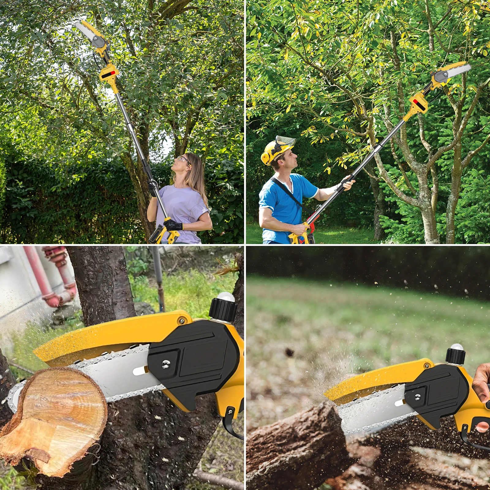 2-in-1 Elektrische Kettensäge mit Teleskopstange, Astschere, Hochstiel-Säge, Gartenwerkzeug für Makita-Akku – Detail 7