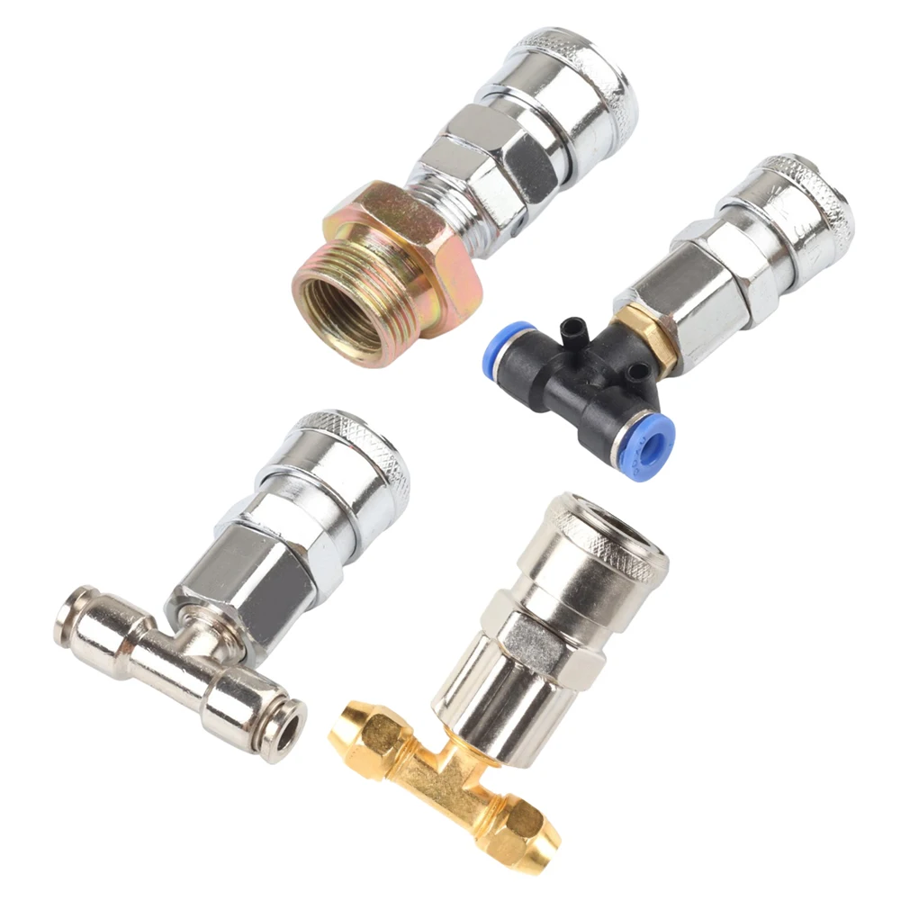 1pcs Three-way Straight Through Joint Pneumatic Tank Connector Pneumatic Fitting Metal Tools For Trucks And Trailers
