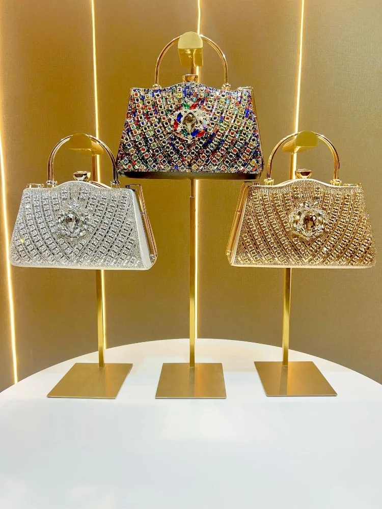 Women's Luxury Shiny Crystal Inlaid Diamond Evening Bag 2025 High-quality Wedding Party Tote Atmospheric Square Bag Shoulder Bag