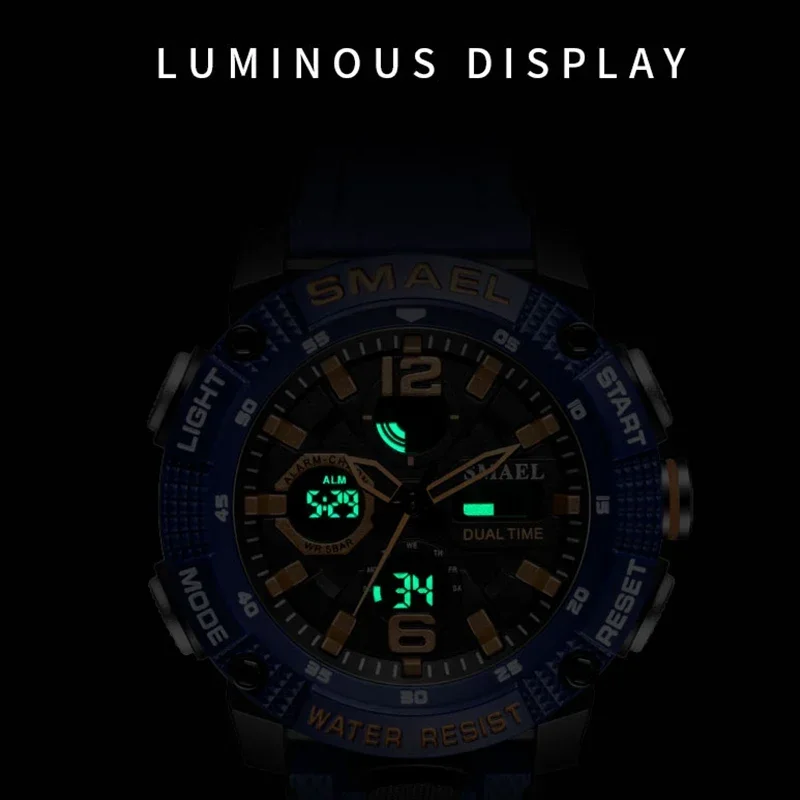 SMAEL Sport Watches Waterproof 50M  Luxury Watch Alarm Clock For Male Digital  Men's Watch Wristwatch Military Army 8039