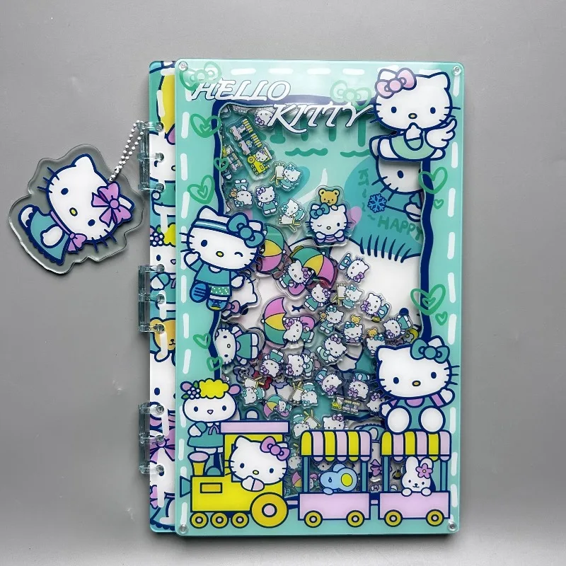 

Sanrio New HelloKitty Kawaii Anime Cartoon Acrylic Notepad Mint Green Loose-leaf Book Student Notebook Gift Gifts for Girls
