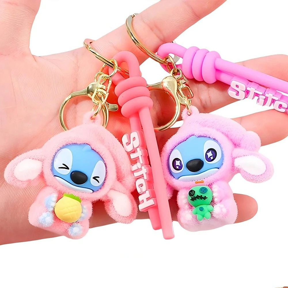 مجموعة هدايا سلسلة مفاتيح ليلو آند ستيتش ستيتش (1/4 قطع) - سلسلة مفاتيح أنمي وردية لطيفة للحقيبة أو مفاتيح السيارة - هدية عيد ميلاد للنساء والفتيات #5