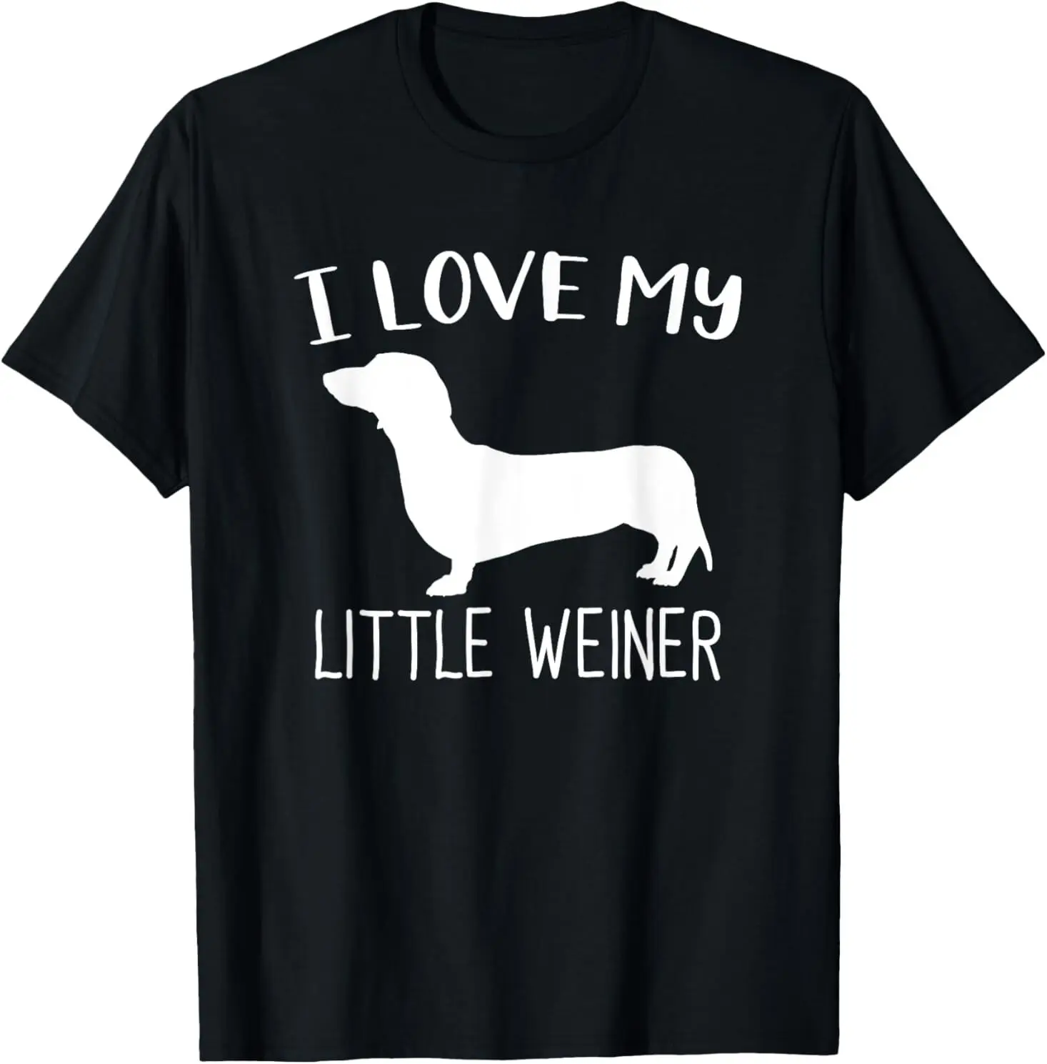Eu amo meu pequeno Weiner Spitz Dog Lover Camiseta engraçada – Roupas tamanho XS-4XL – Camisa de manga curta com gola redonda