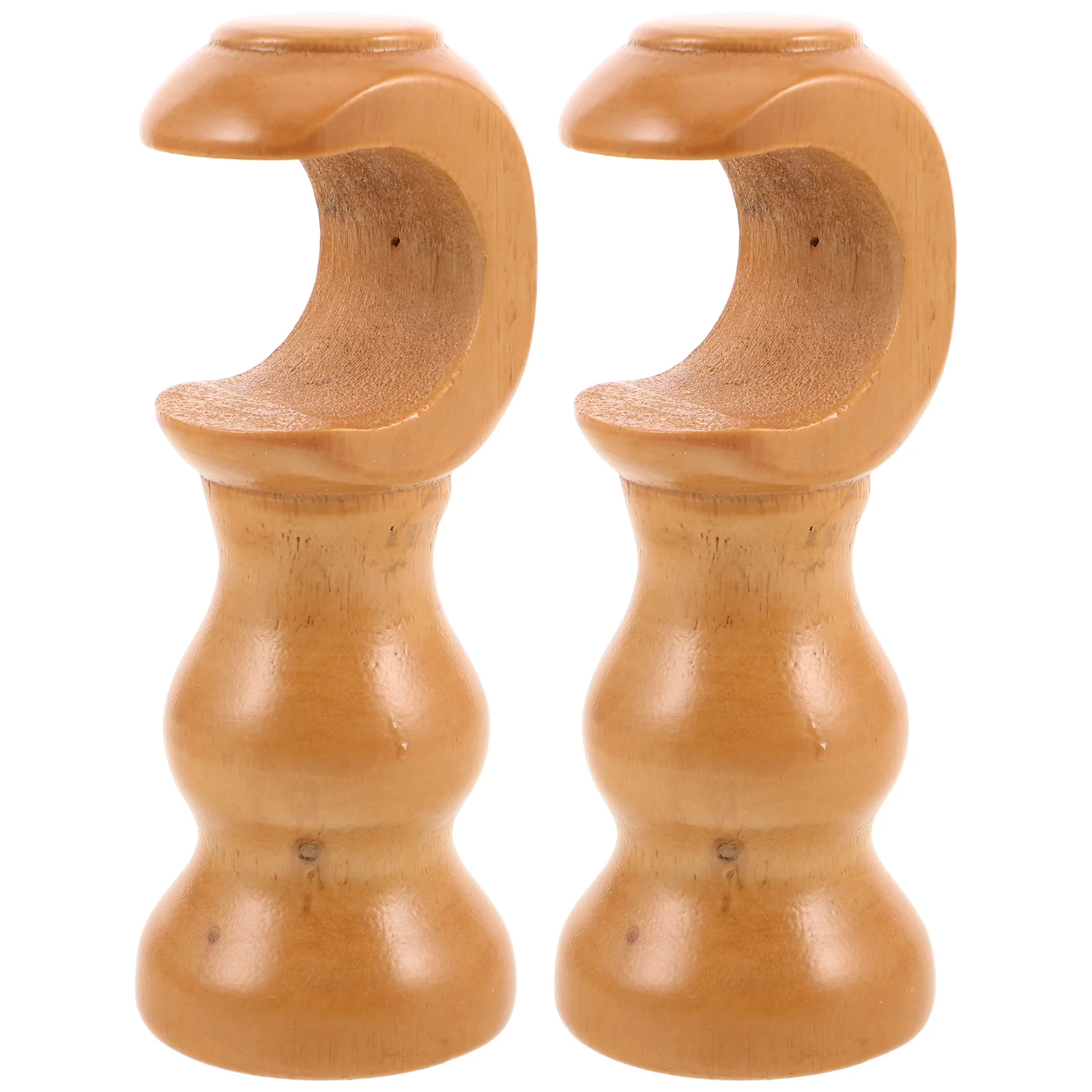 

2 Pcs Solid Wood Curtain Rod Bracket Wall Mounted Wooden Hangers Drapery Holders Brackets