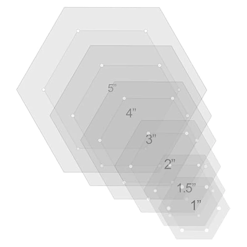 6Pcs Hexagon Quilting Template Acrylic Quilting Rulers & Templates,Piecing Sewing Templates Seam Allowance