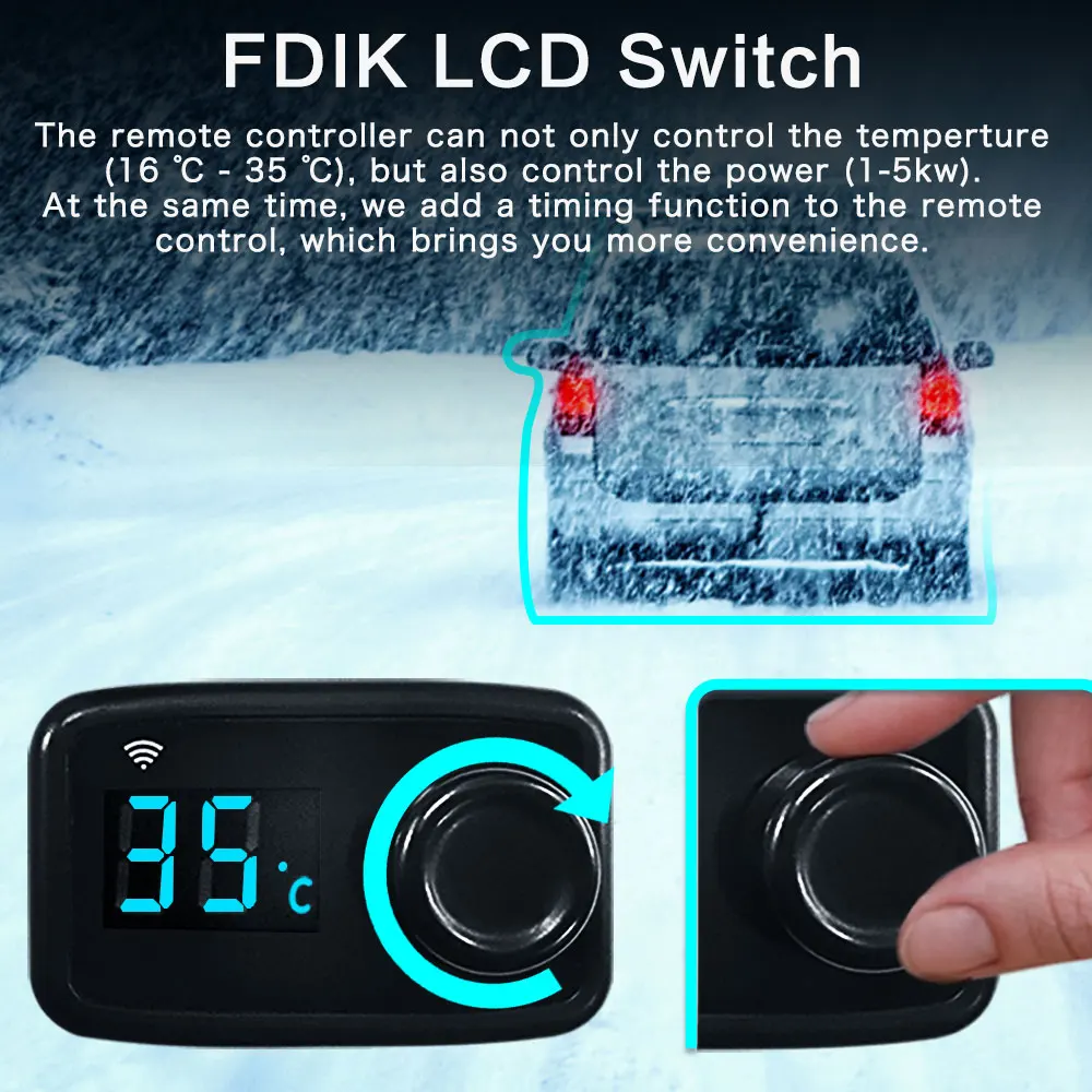 FDIK Air Diesel Heater 5KW 12V 24V Car Parking Heater Autonomy With LCD Monitor for Motorhome Trucks RV Similar Eberspacher