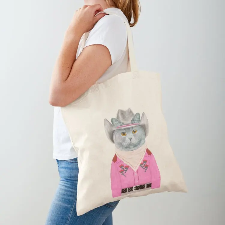 

British Shorthair Cowboy Cat Tote Bag free delivery bags great bag Handbags Women's beach bags