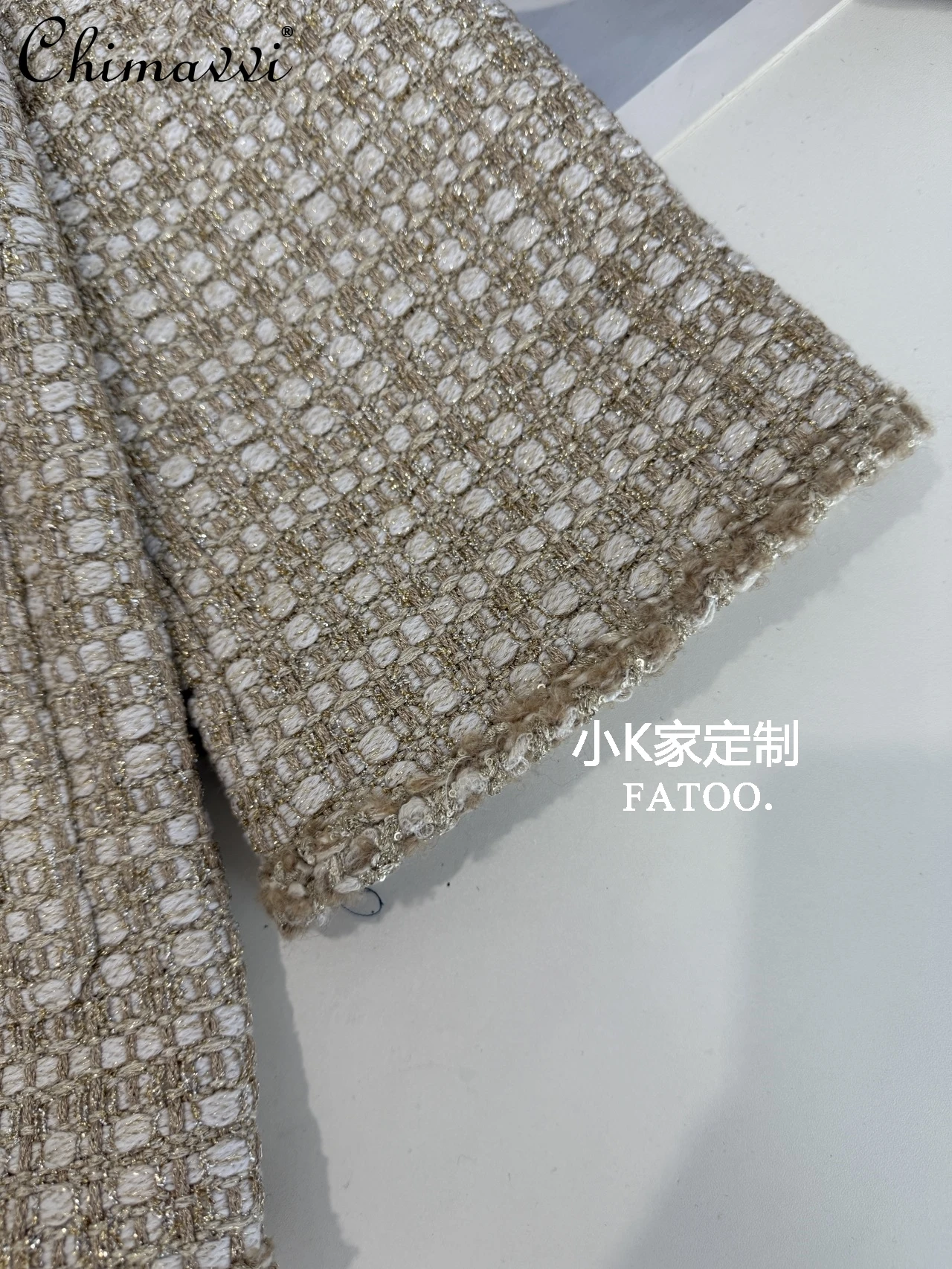 ハイエンドレトロツイードミドル丈コート レディース 2025秋冬新作 厚手長袖 エレガントロングスリーブ コーヒーカラー ジャケットトップ