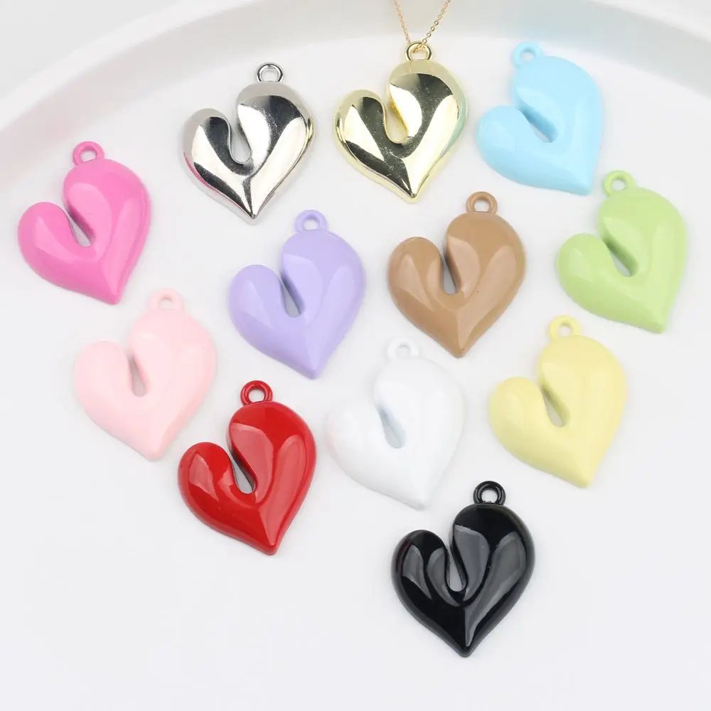 

10Pcs/lot Simple Alloy Painted Heart Pendants DIY Jewelry Making Supplies for Bracelets Necklaces Earrings