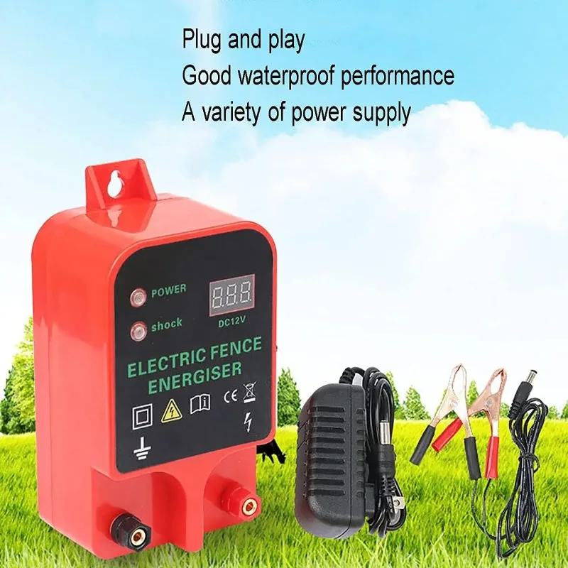 New 10km Farm Electric Poultry Equipments Livestock High Voltage Pulse Controller Electric Fence Energizer Garden Fence Alarm