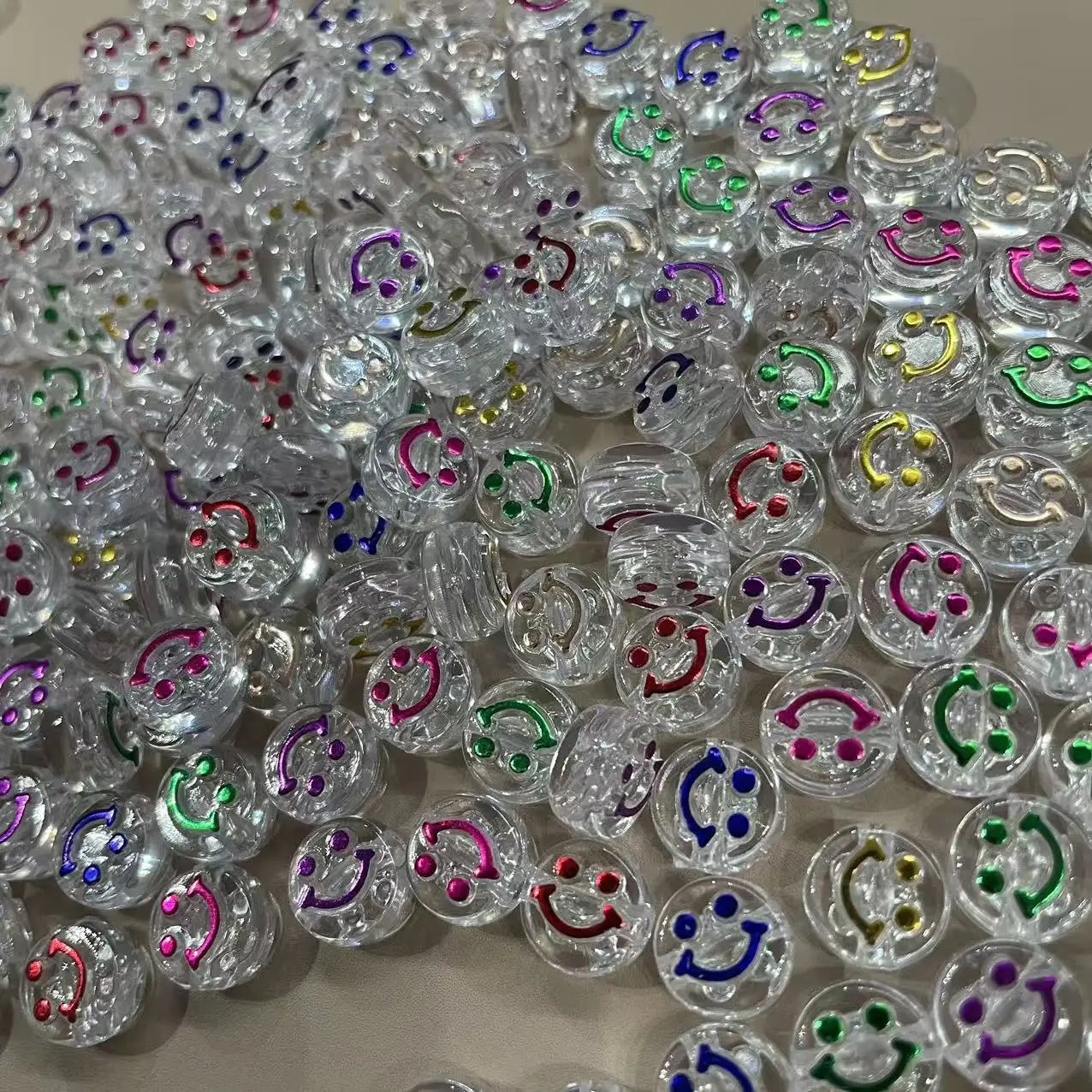 100pcs 6*9mm Mixed Smiling Beads Acrylic Spacer Beads for Jewelry Making DIY Bracelet Necklace Accessory Handmade Crafts