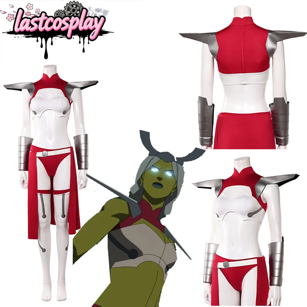 

Fantasia Universa Cosplay Costume Anime Invincible Disguise Top Wristband Shorts Waist Wrap Set for Women Halloween Party