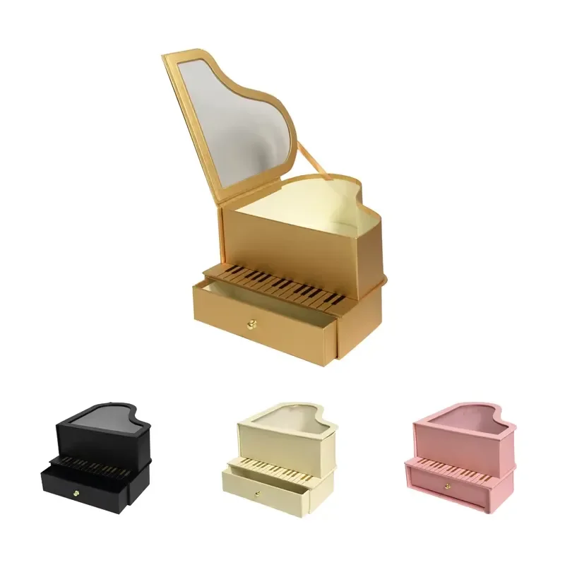 Wholesale 2 Layer Cardboard Piano Flower Box With Drawer and Clear Window