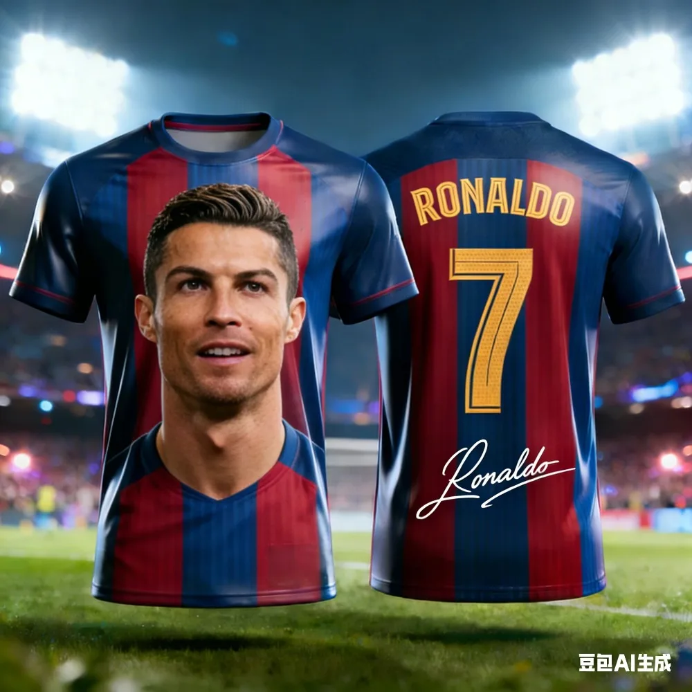 2026 Summer New Messi and Cristiano Ronaldo 3D Football Jersey Quick-Dry Breathable Fashion Men's T-shirt