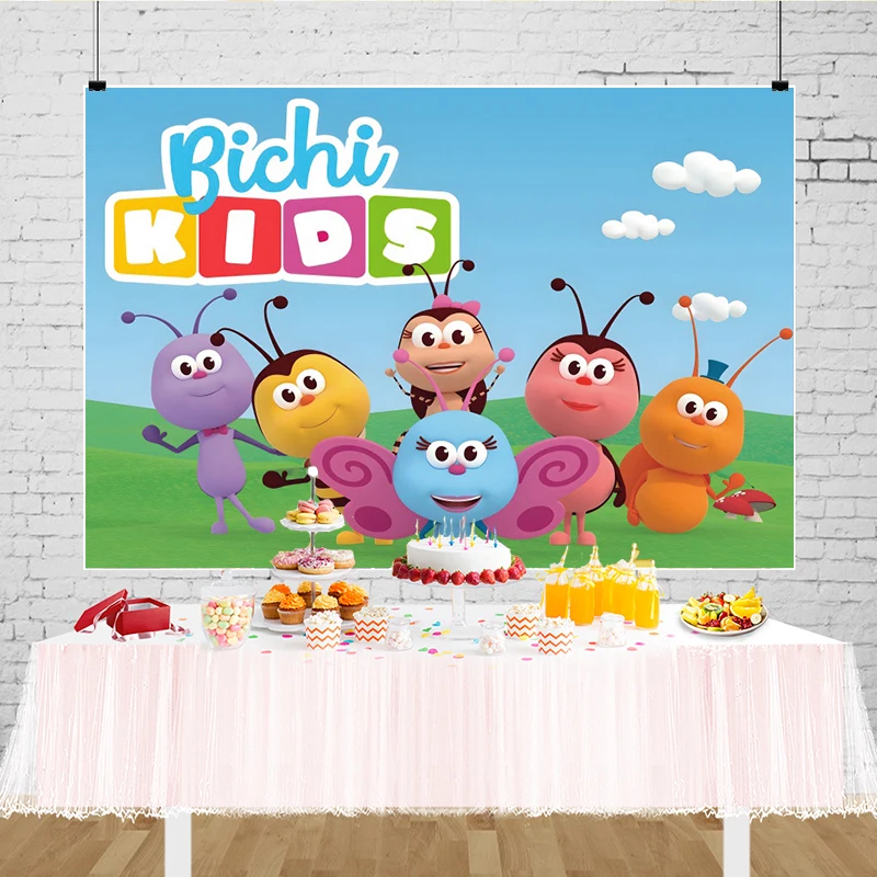 Bichikids Backdrop Birthday Party Decoration Banner for Kids Baby Cartoon Insect Photo Shoot Background Photography Props Studio