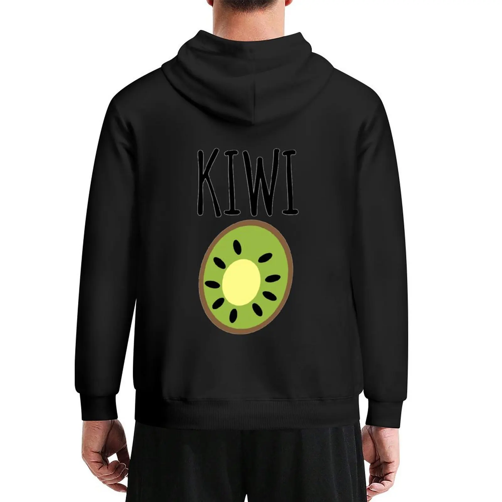 Adorable and Simple Kiwi Fruit Cartoon with Text Hoodie korean clothes fashion men men's clothes mens clothing autumn hoodie