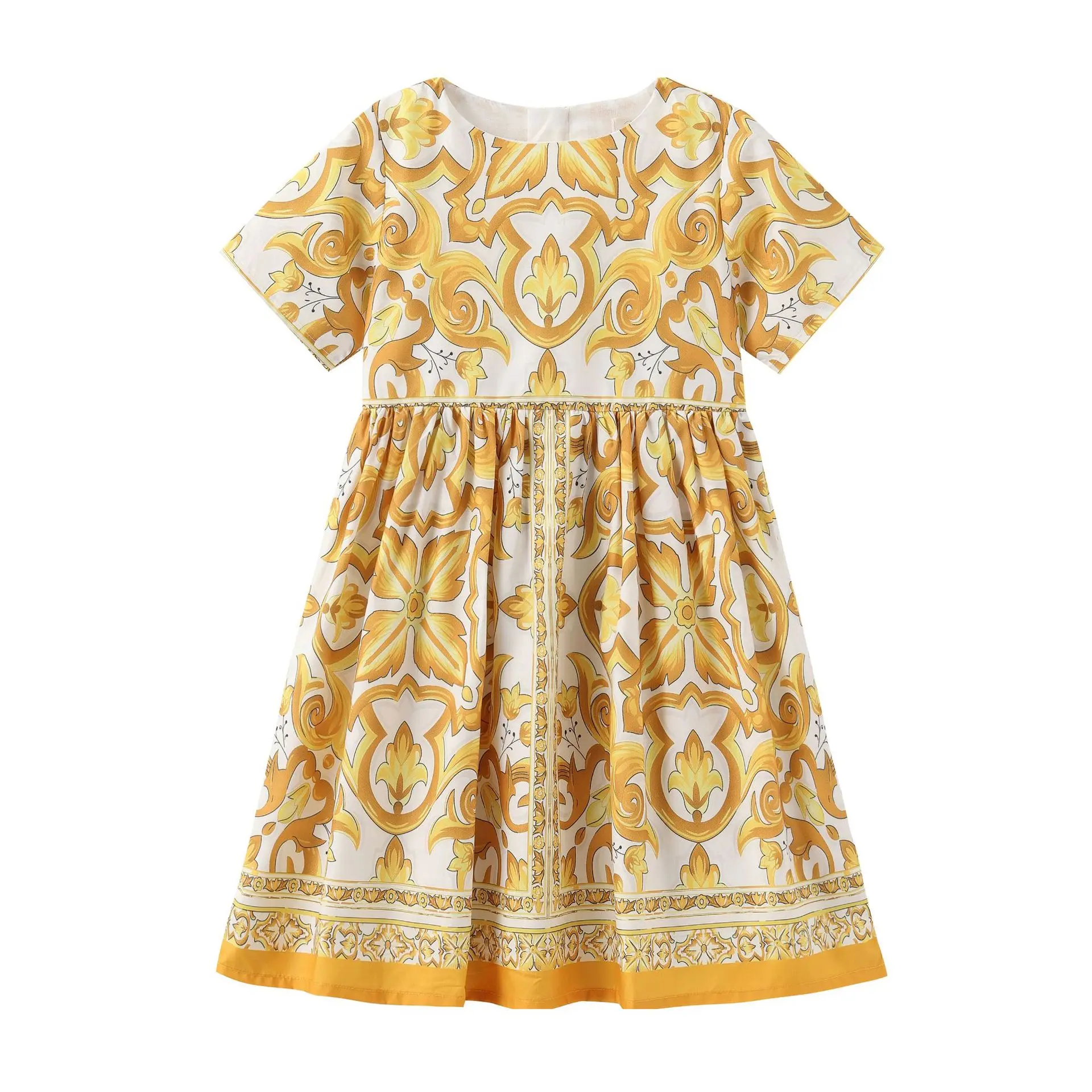

2025 New Children's Dress Summer Dress Girls' dress yellow flower Pure Cotton Baby clothing