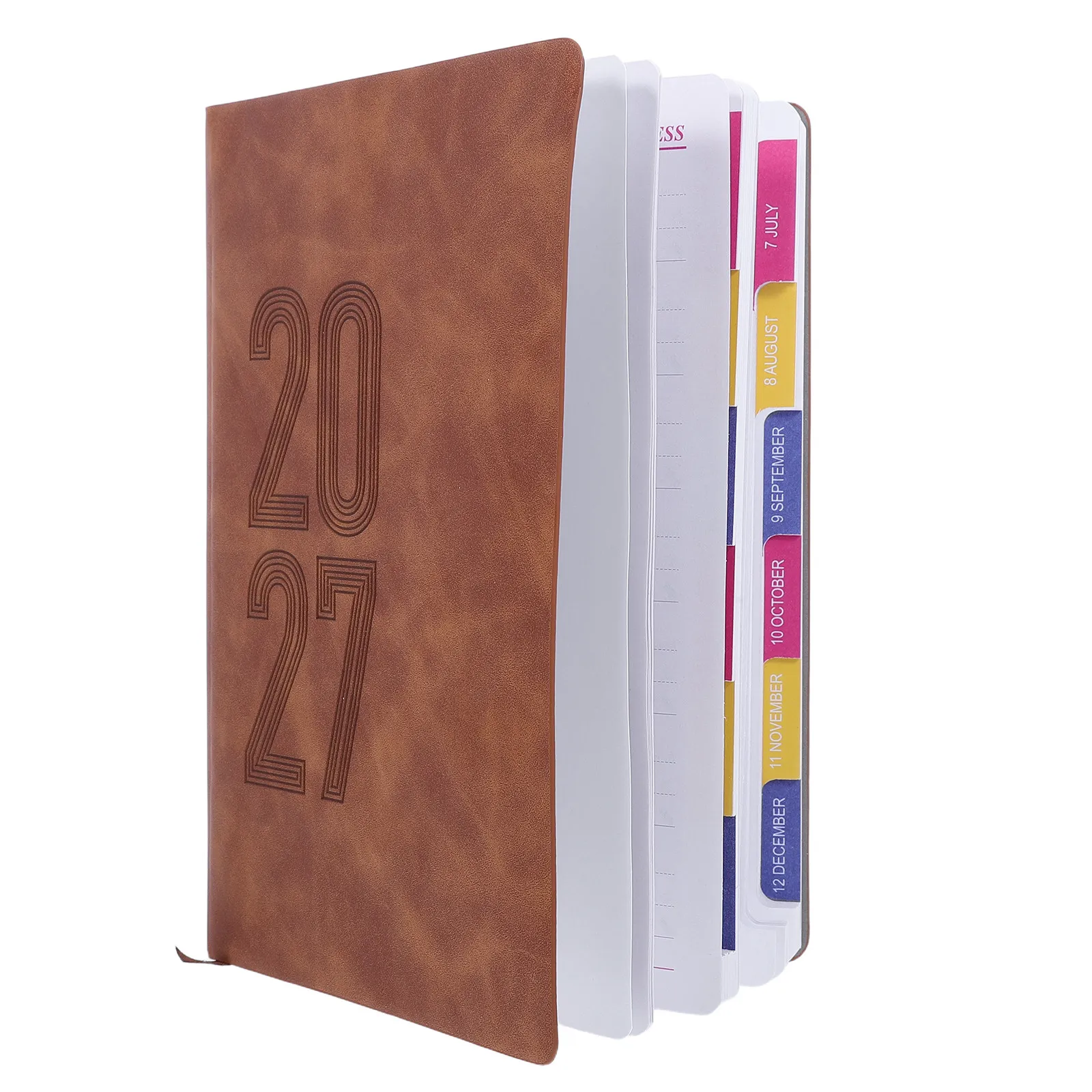 English Daily Planner 2027 Yearly Notebook 8.3x5.7 Portable Rounded Corner 365 Daily Pages Work Schedule Organizer Business