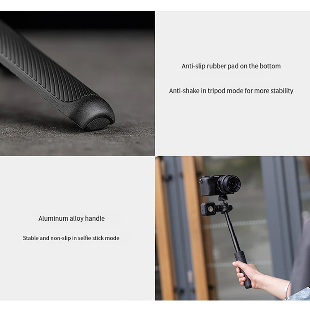 Handheld Tripod Selfir Stick with Universal Screw Hole Adapter Adjustable Ballhead Cold Shoe Action Camera Holder