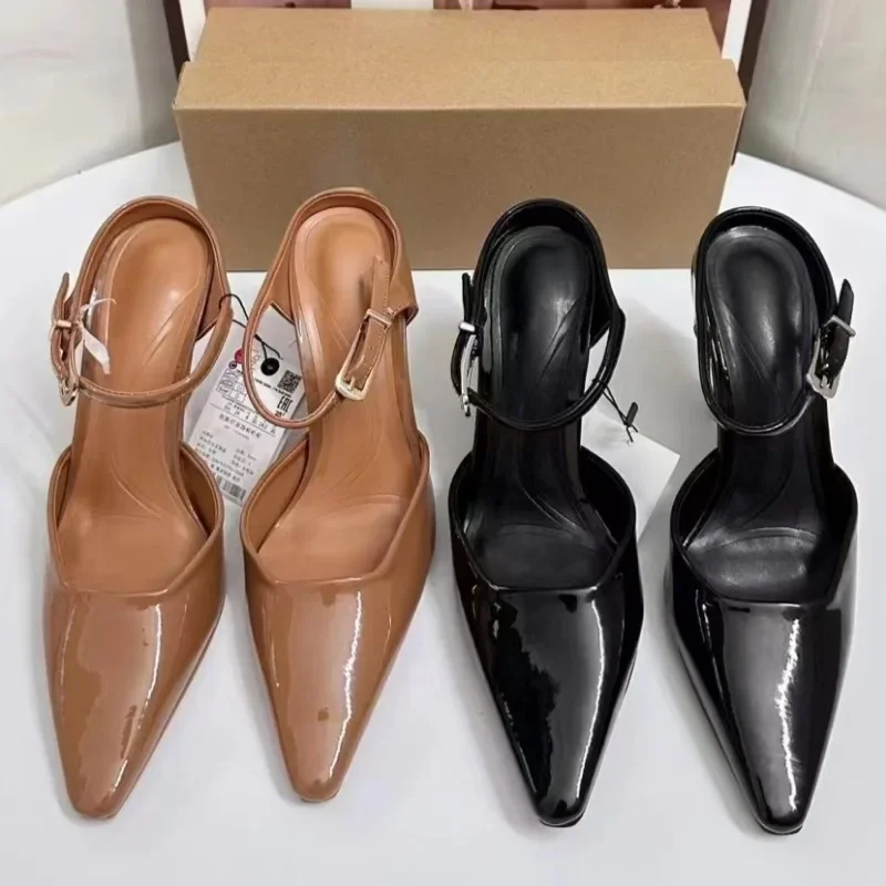 Ankle Strap Woman High Heels Pumps Elegant Shallow Mouth Luxury Office Lady Shoes 2025 Spring Party Dress Slingbacks Stilettos