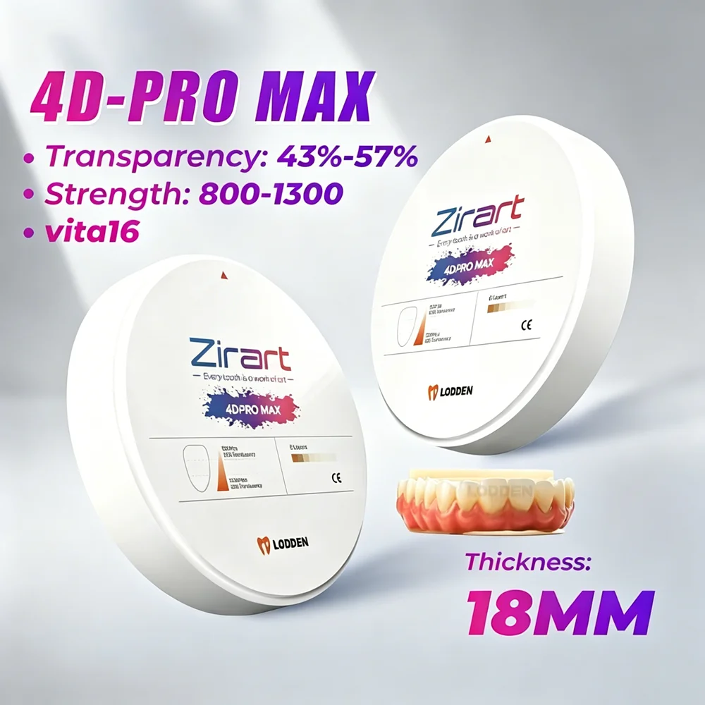 LODDEN Materiales Estéticos Odontológicos 4D PRO MAX Zirconia Bloques de 8 Capas 98x18mm para Coronas de Revestimiento CAM CAD 1300MPa