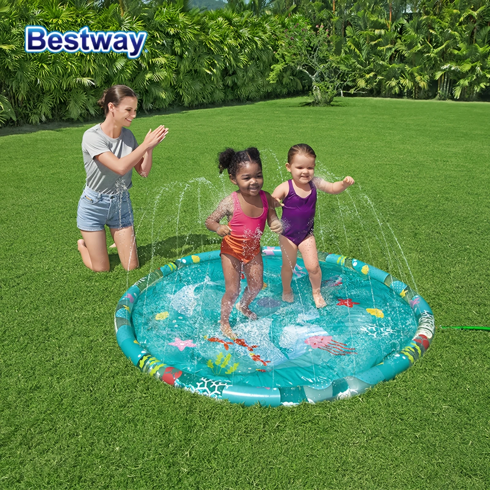 

Bestway 52698 1pc Fun Splash Outdoor Water Spray Mat - Inflatable, Splash-Proof, Durable, and Easy to Clean