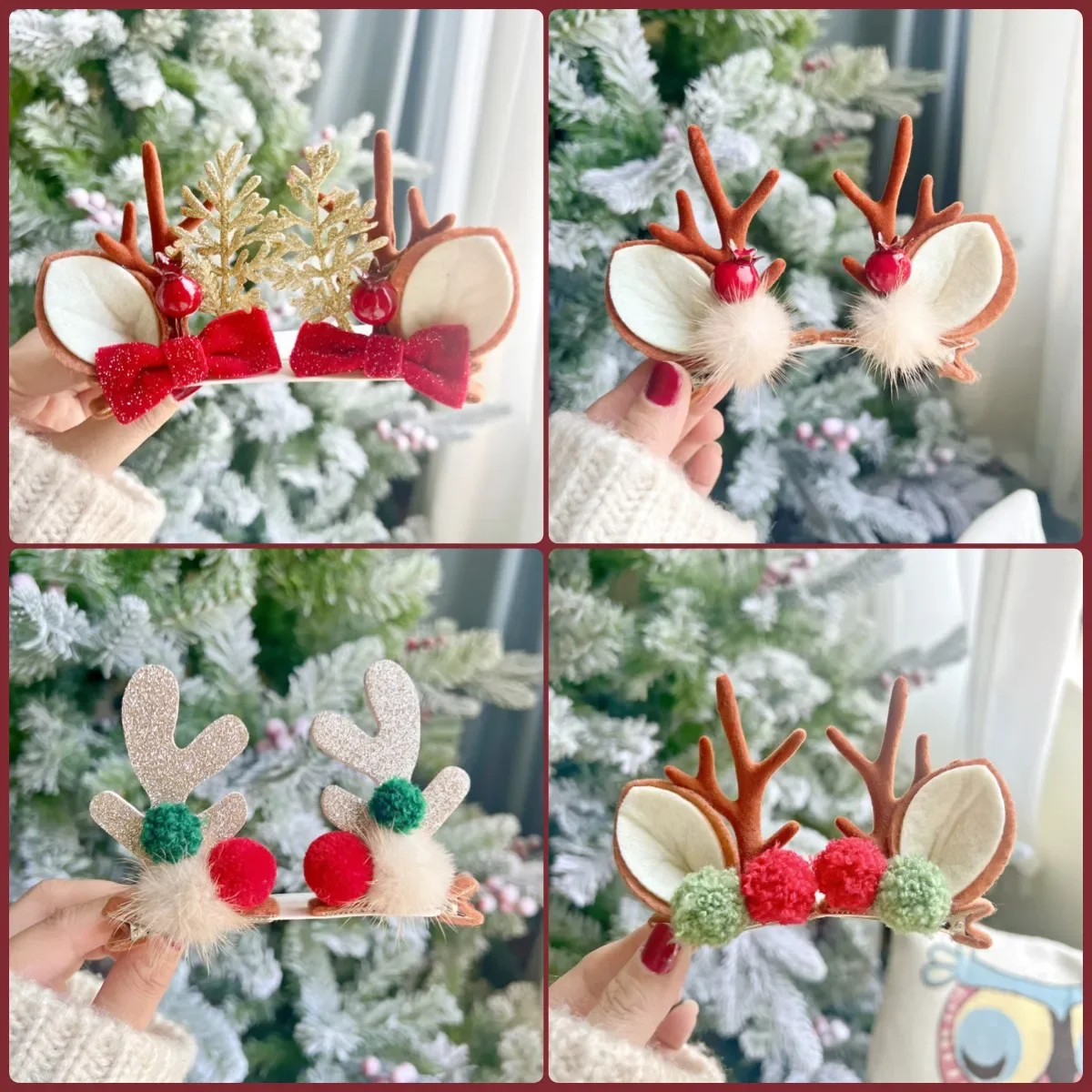 Kawaii Christmas Elk Ear Hair Clip Women Girl Santa Snowman Hairpin Xmas Party Barrettes For Kids Cosplay Headwear заколки