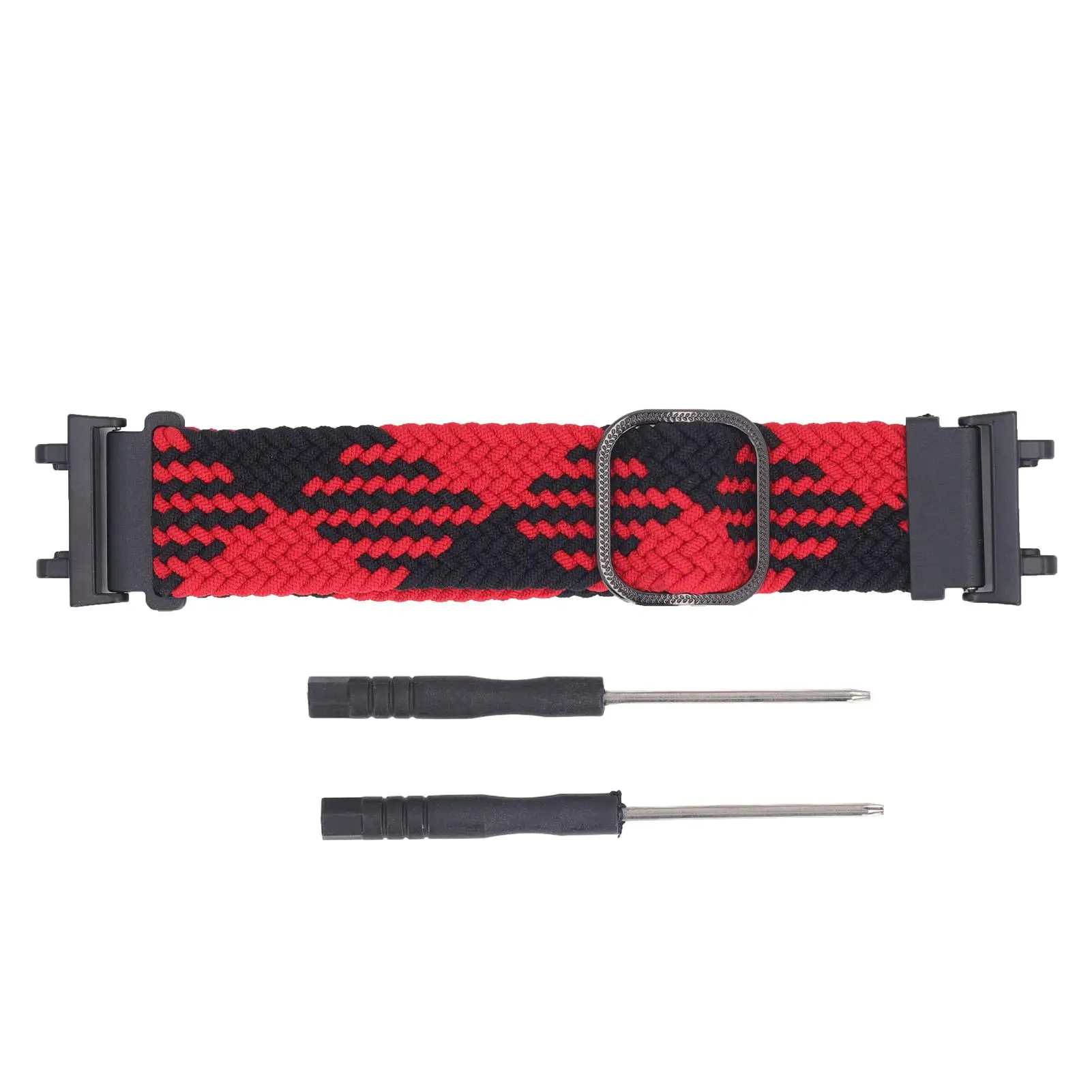حزام ساعة نايلون قابل للتمدد للساعات الذكية، حزام مضفر قابل للتعديل سريع التحرير مع 2 مفكات أحمر وأسود