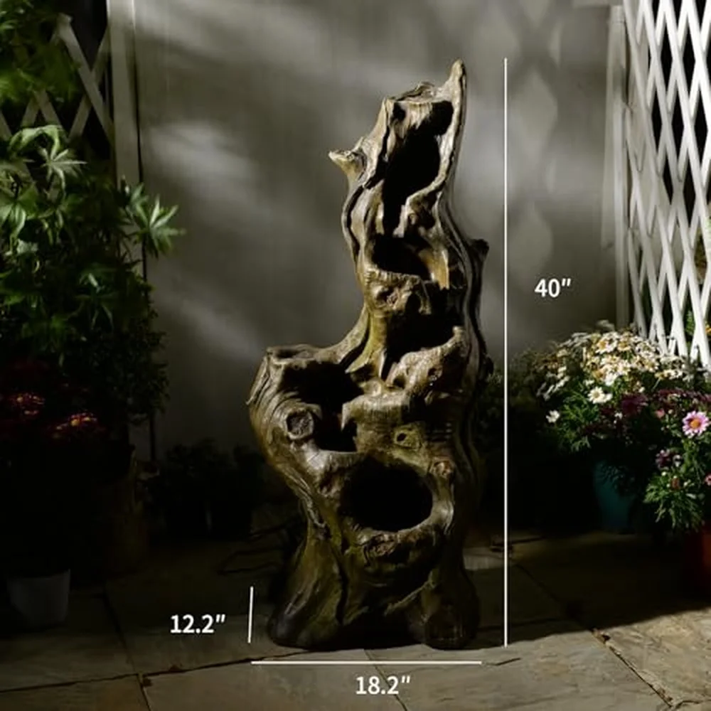 Water Fountain Outdoor 5 Tier Cascading Realistic Tree Waterfall