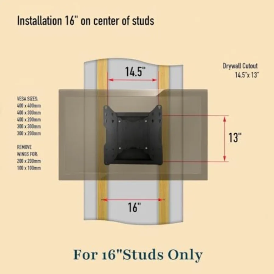 حامل تلفزيون NSY50201 InWall لشاشات مسطحة مقاس 4275 بوصة مع 19 وصلة طويلة بدون تصفية، تصميم منخفض لتوفير المساحة #4