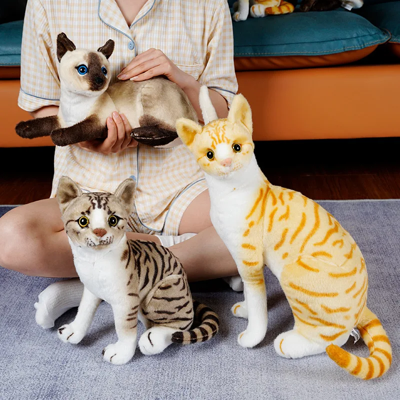 20cm Lifelike Stuffed Siame Cats Plush Toy Simulation American Shorthair Cute Cat Pet Toy Lifelike Home Decor Kids Birthday Gift