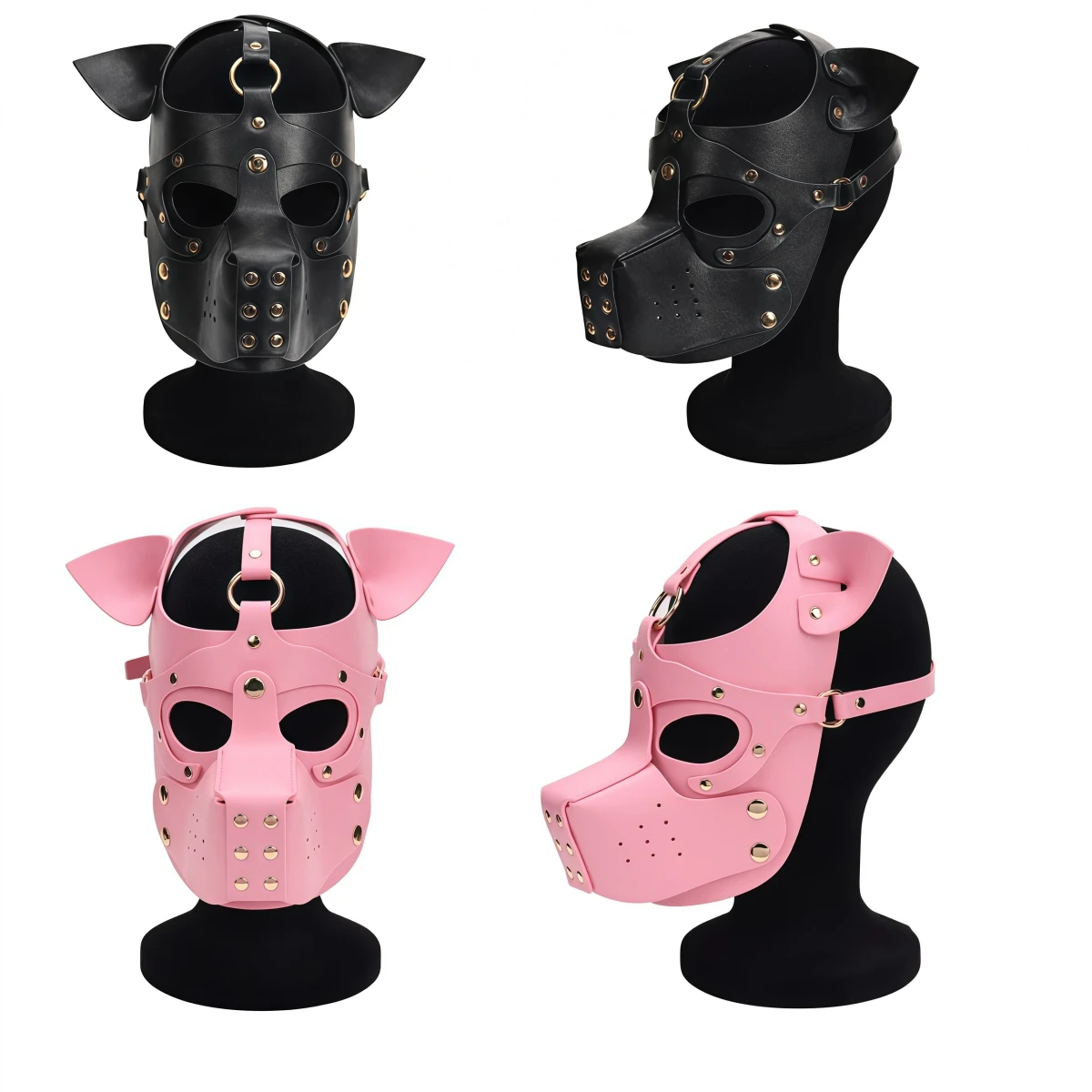 Nouveau PU chien visage complet Sexy chiot jouer masques Cosplay Costumes de fête des hommes femmes capuche Punk masque RolePlay cuir fétiche couvre-chef