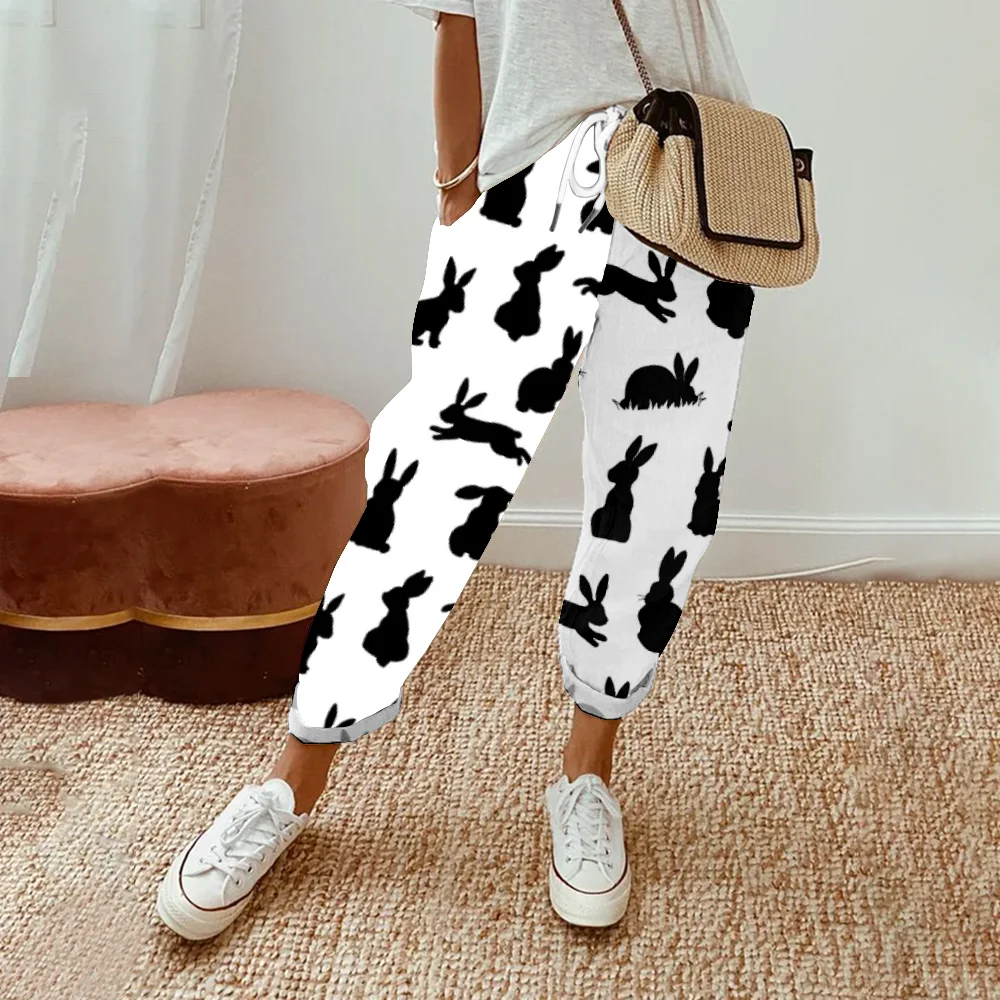 Spring Animal Pants Summer Casual Drawstring High Waist Trousers Women Y2K Clothes Oversize Pants Streetwear Cute Pantalon