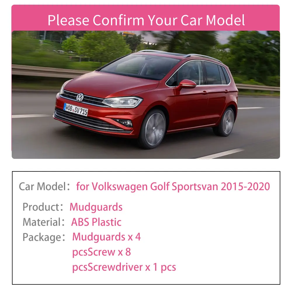 Car Mudflaps for Volkswagen VW Golf Sportsvan 2015 2016 2017 2018 2019 2020 Splash Guards Mud Flap Mudguards Fender Accessories