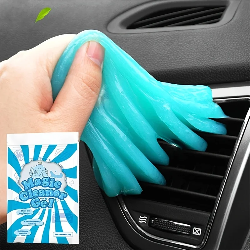 Blue Jelly Glue Cleaning Gum Kit for Car Interior Grime Removal - 70g Durable Soft Rubber Cleaner