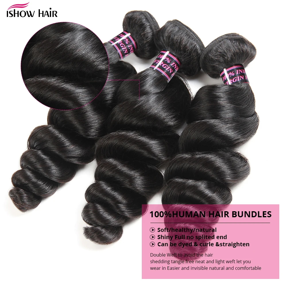 30 Inch Loose Wave Human Hair Bundles Brazilian Human Hair Bundles 1/3/4 /Pcs Natural Black 100% Human Hair Extension For Women