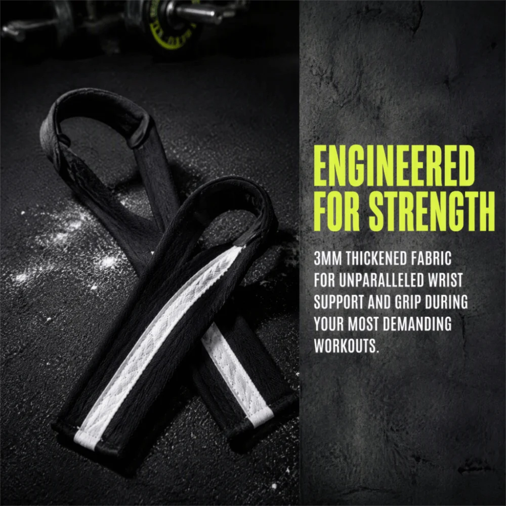 2pcs Polyester-Cotton Blend Weightlifting Wrist Strap Neoprene Black Wrist Support Strap Fine Edging Tidy Stitching Grip Strap